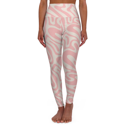 JoyJive™  high waisted leggings for women | Retro "Pink Waves" print