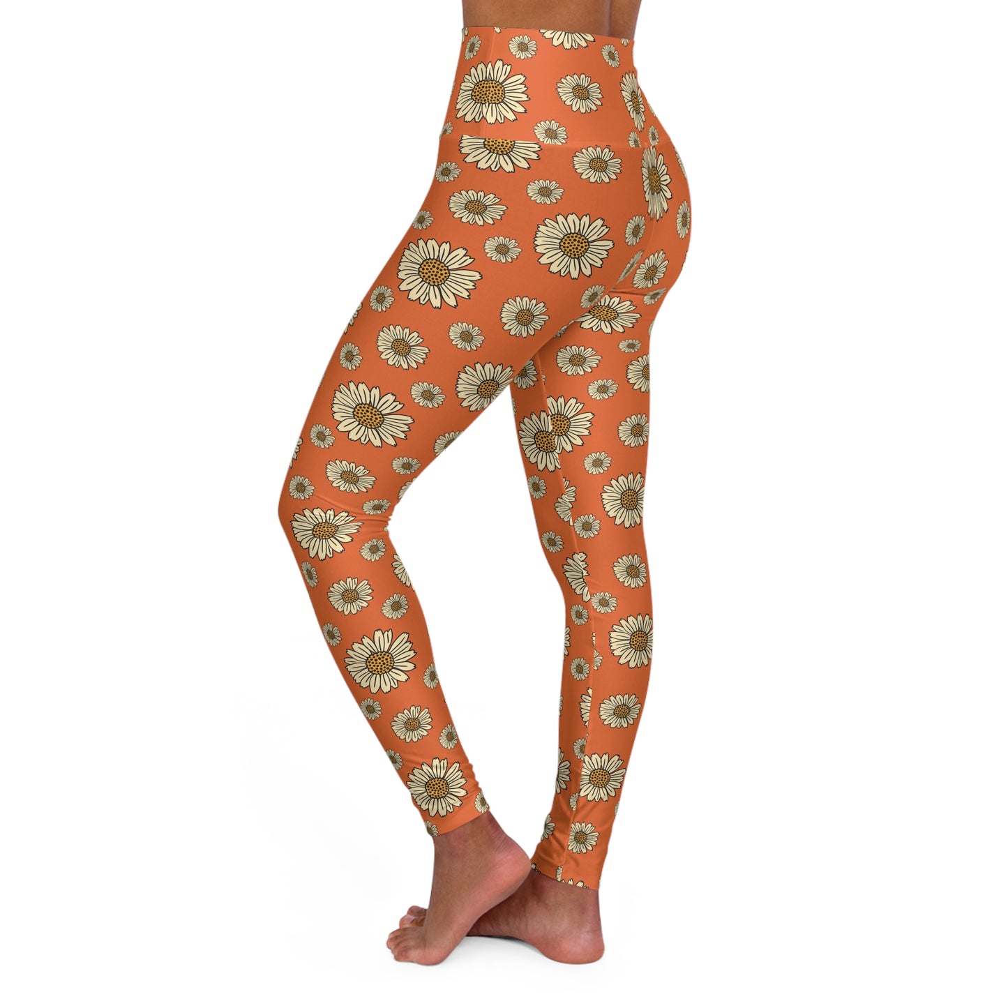 JoyJive™ High Waisted Leggings For Women | Retro daisies on yam print