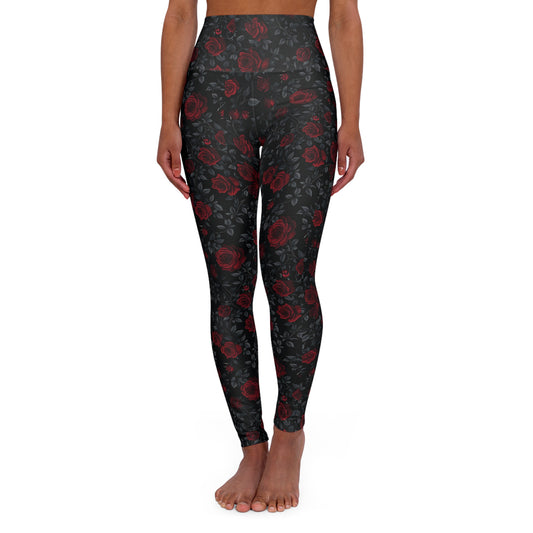 JoyJive™ high waisted leggings for women | "Rose Noire" print