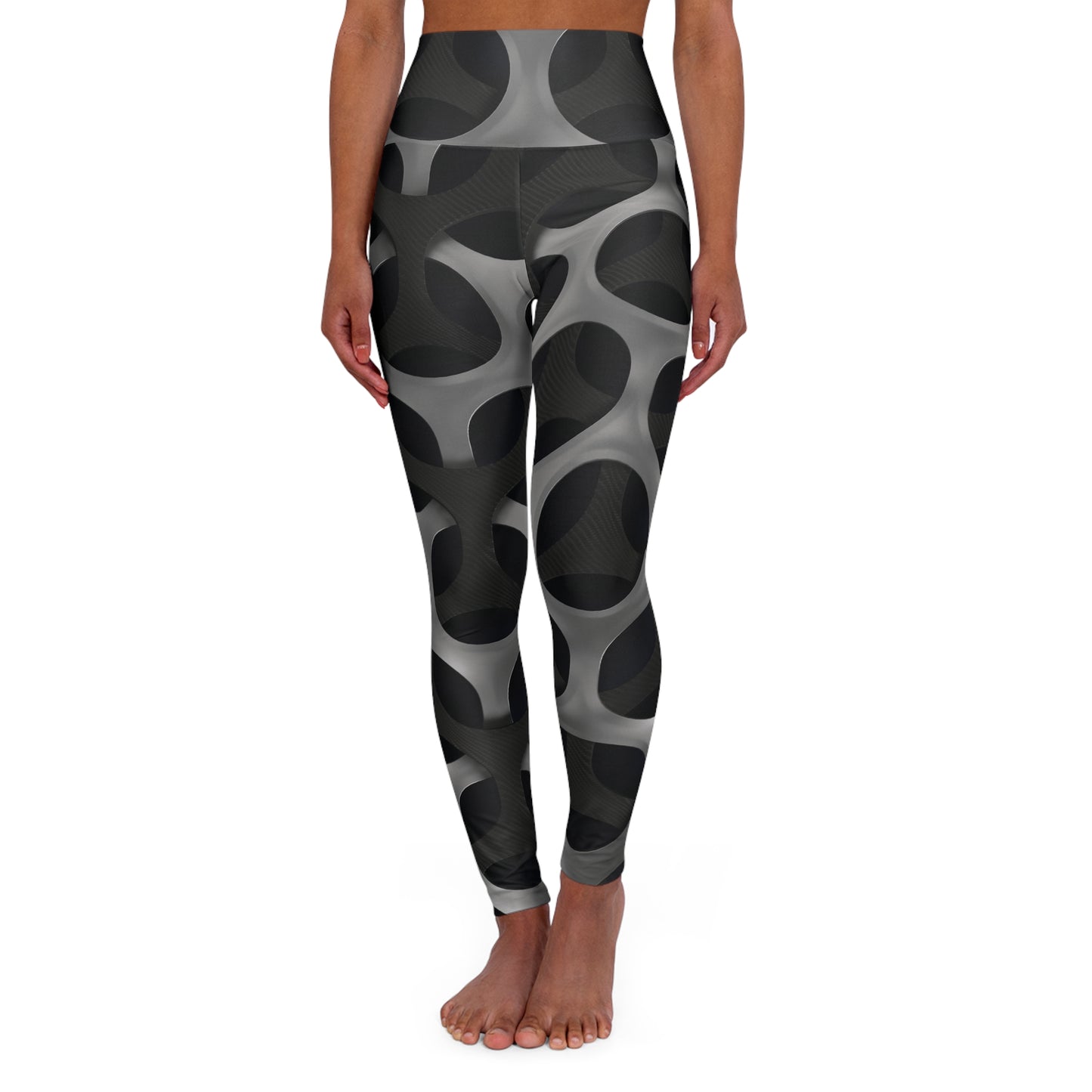 JoyJive™ high waisted leggings for women | black/grey 3D print.