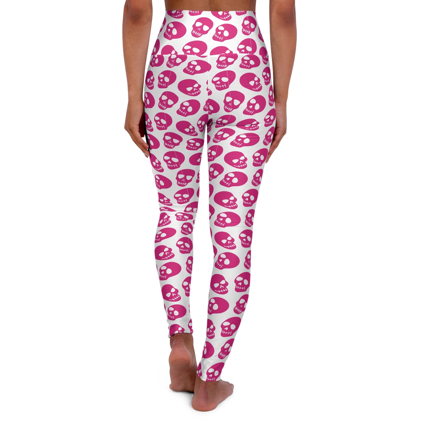 JoyJive™ high waisted leggings for women | pink on white skull print