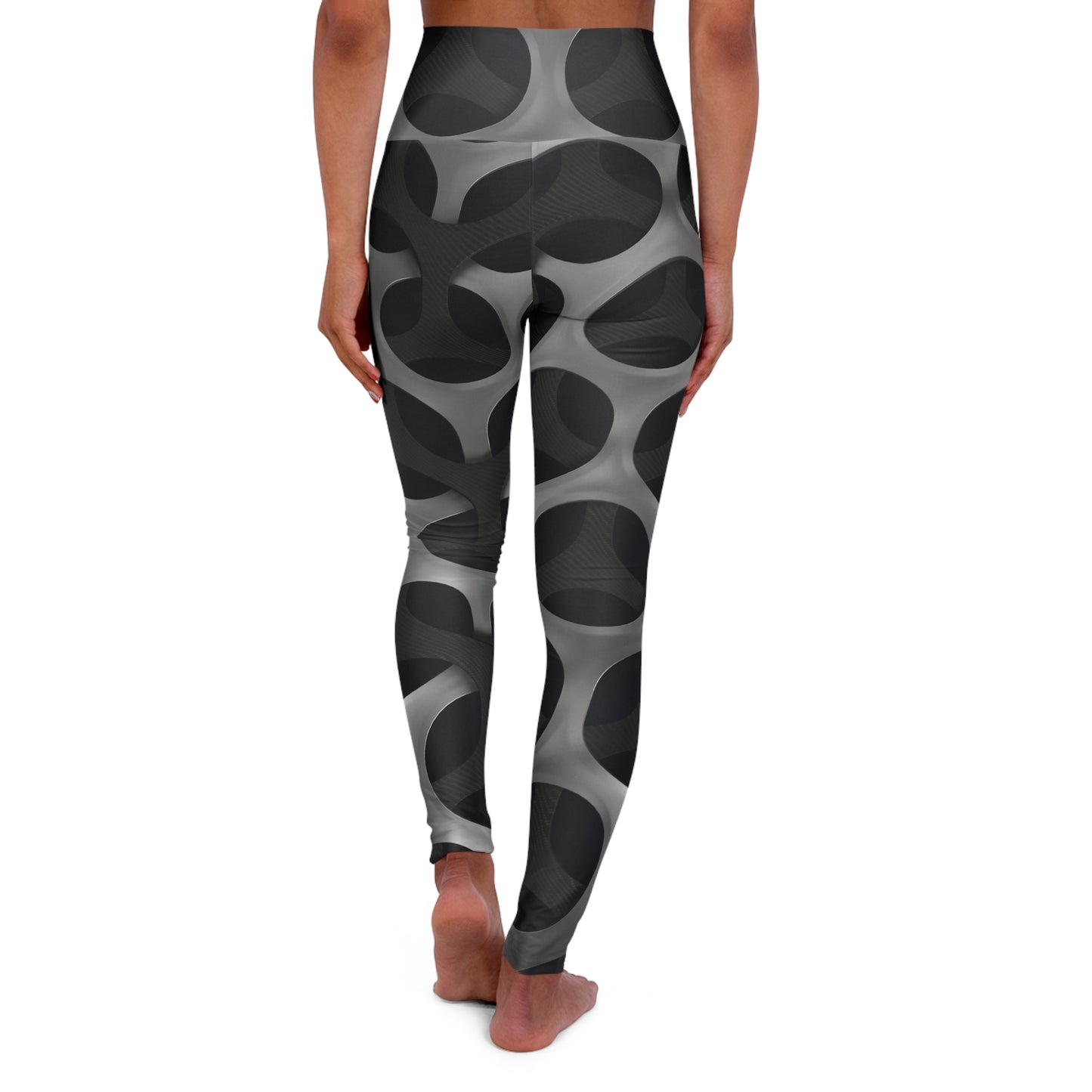 JoyJive™ high waisted leggings for women | black/grey 3D print.