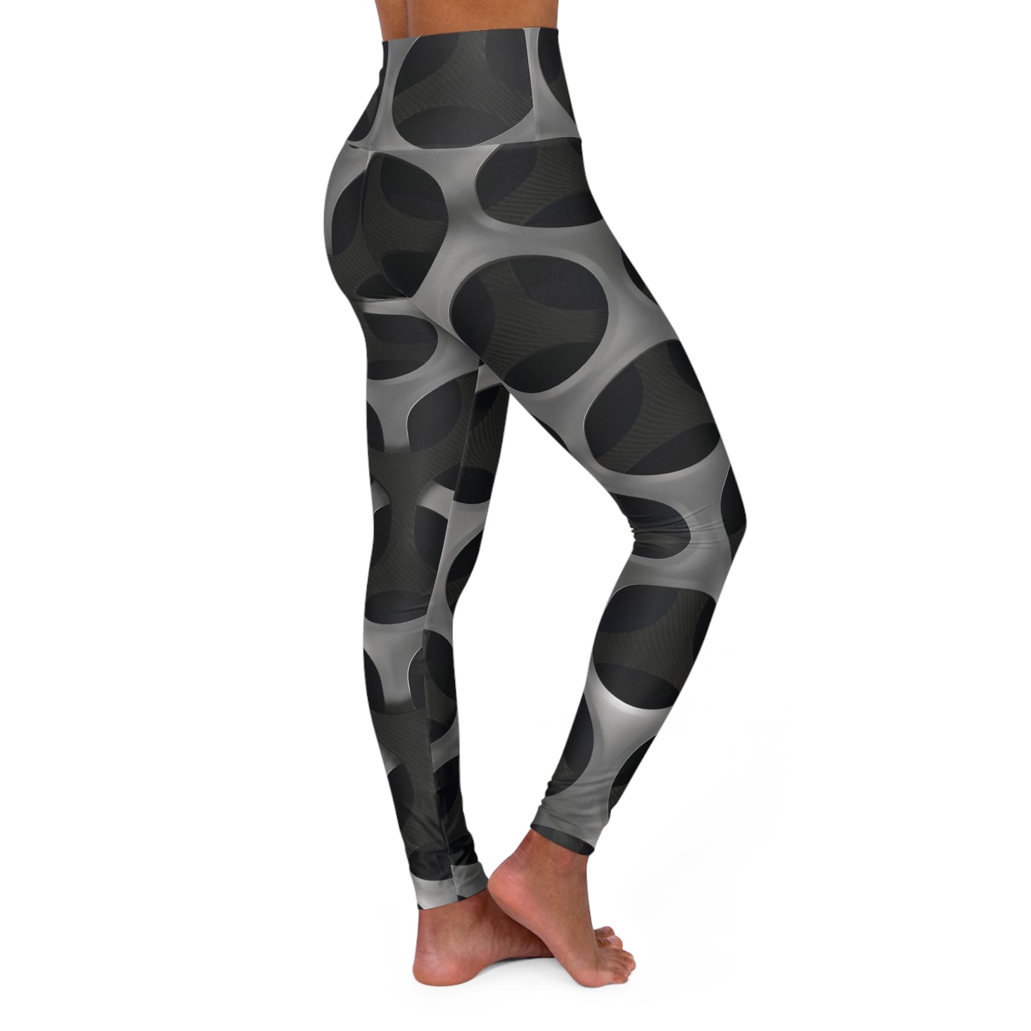 JoyJive™ high waisted leggings for women | black/grey 3D print.