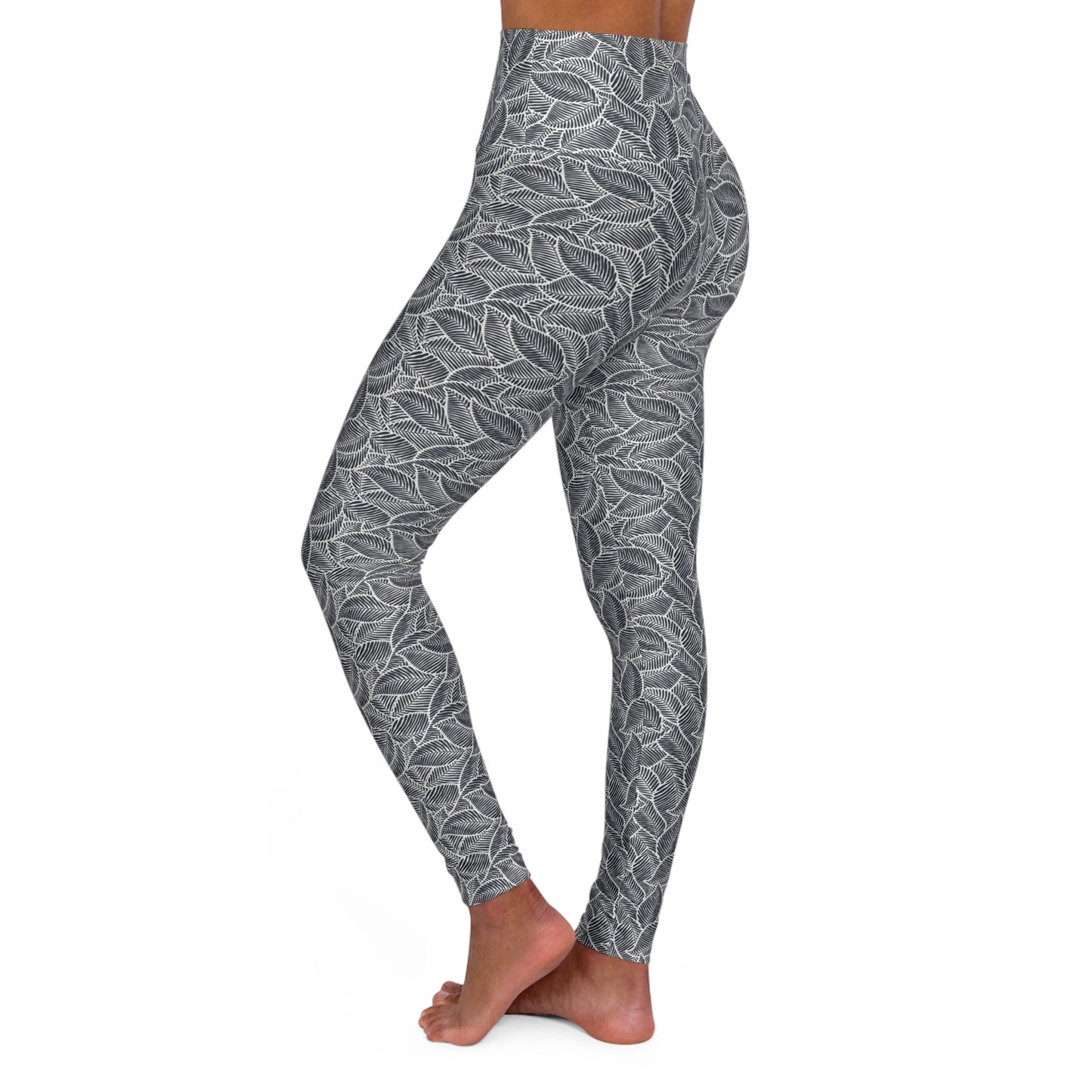 JoyJive™ high waisted leggings for women | "Blue Fronds" print