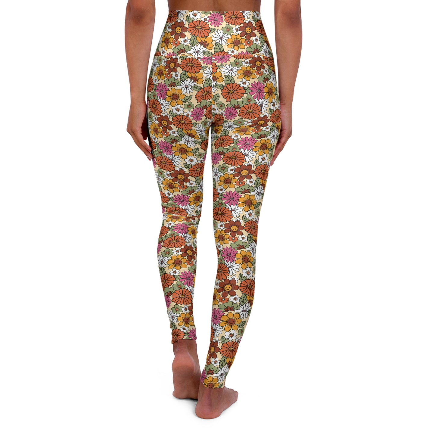 JoyJive™ high waisted leggings for women | "Smiling Flowers All Over"