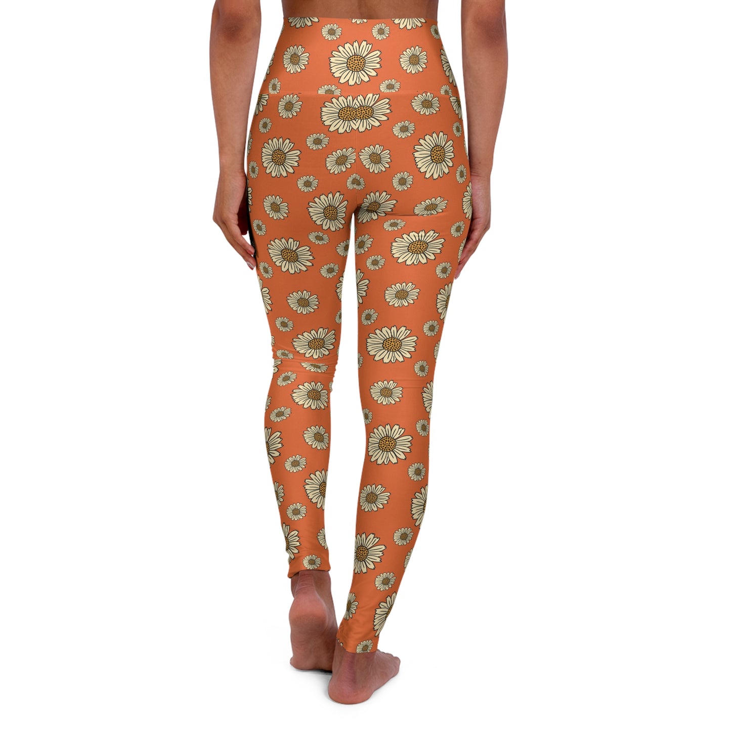 JoyJive™ High Waisted Leggings For Women | Retro daisies on yam print