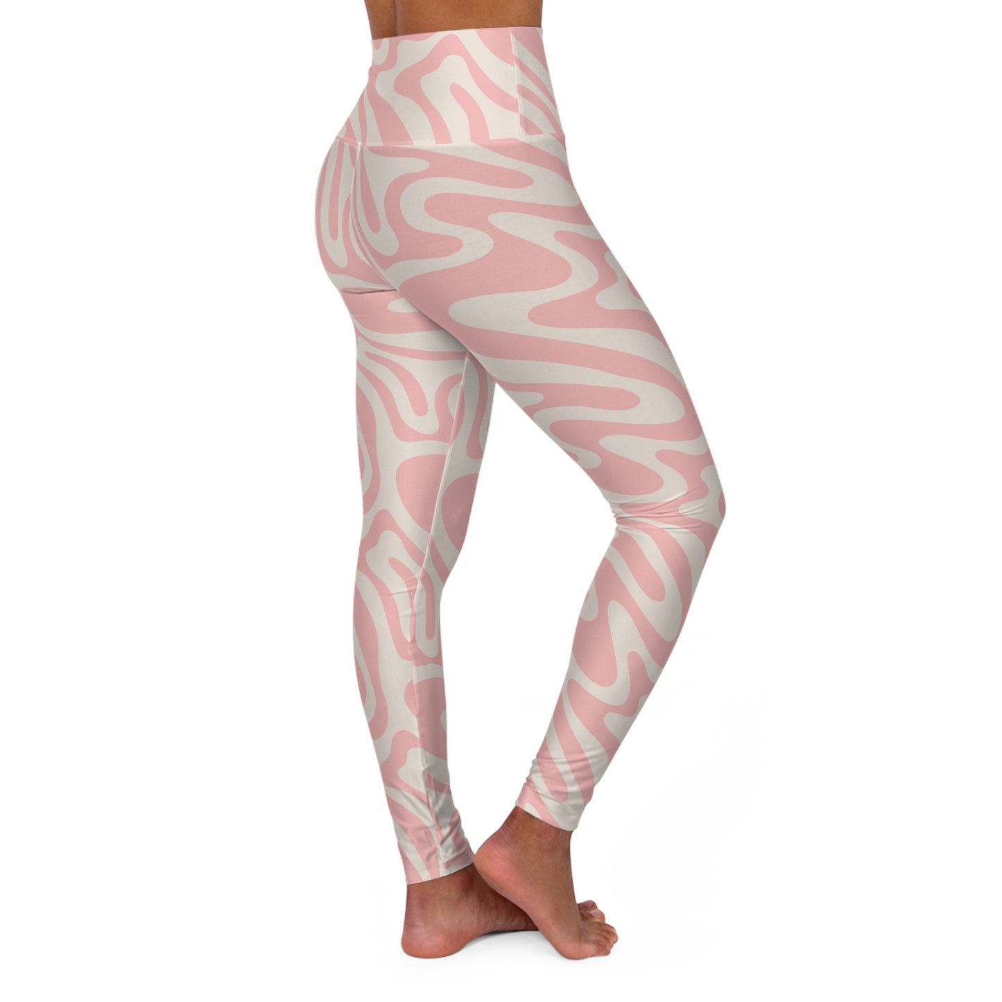 JoyJive™  high waisted leggings for women | Retro "Pink Waves" print