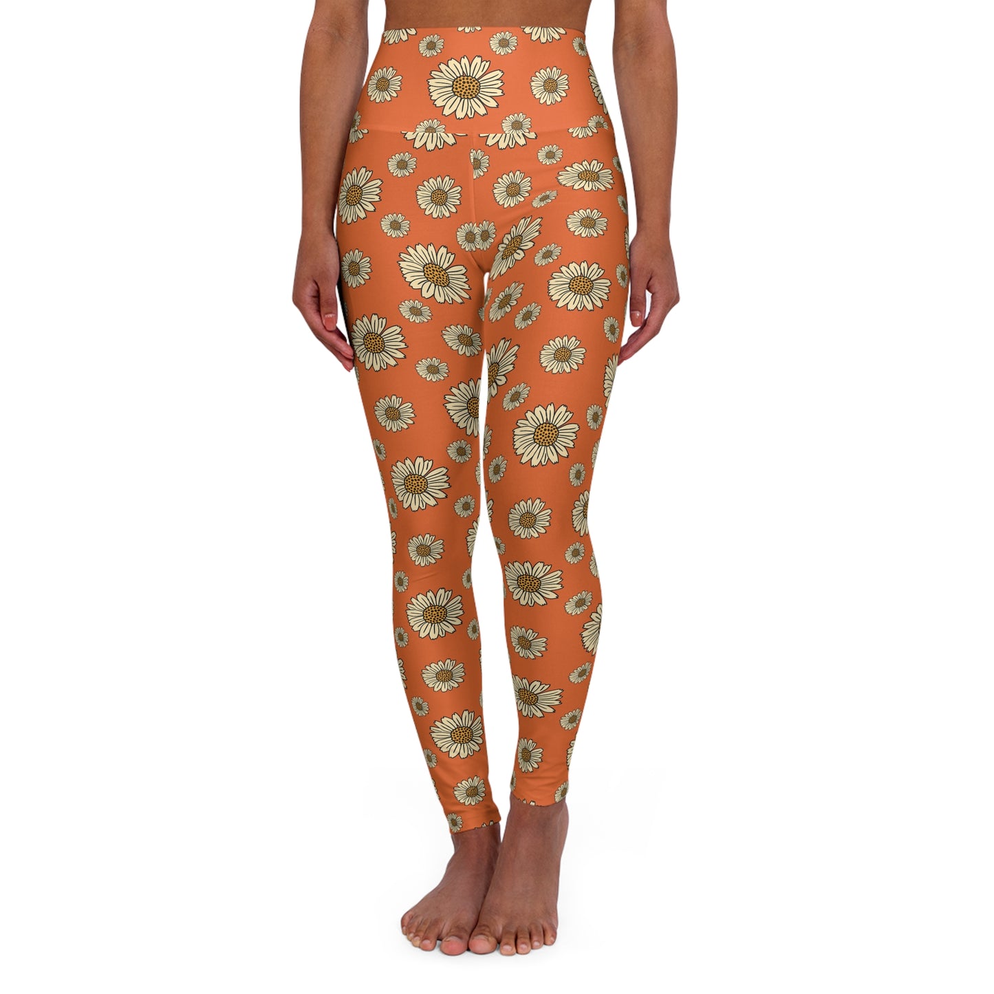 JoyJive™ High Waisted Leggings For Women | Retro daisies on yam print