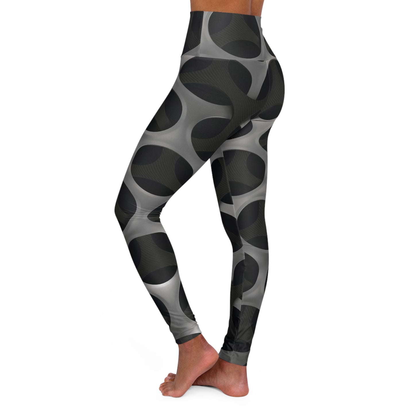 JoyJive™ high waisted leggings for women | black/grey 3D print.