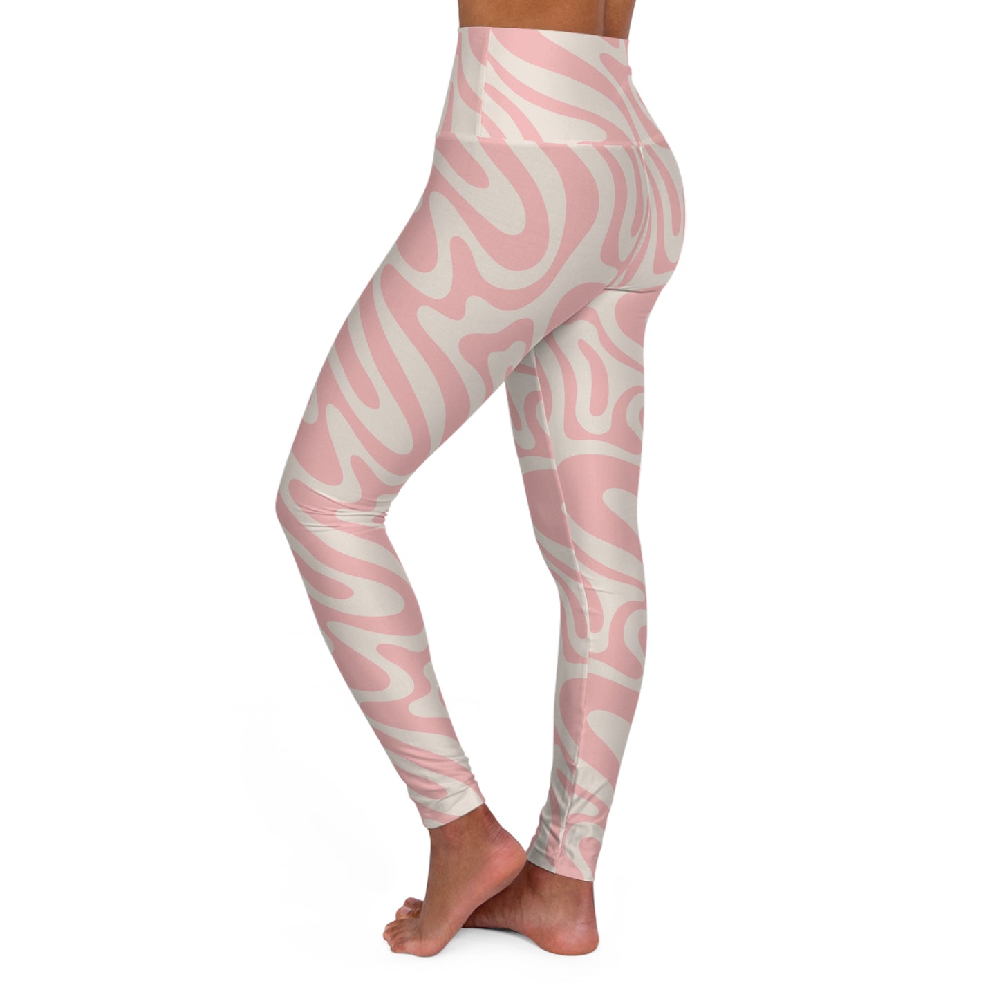 JoyJive™  high waisted leggings for women | Retro "Pink Waves" print