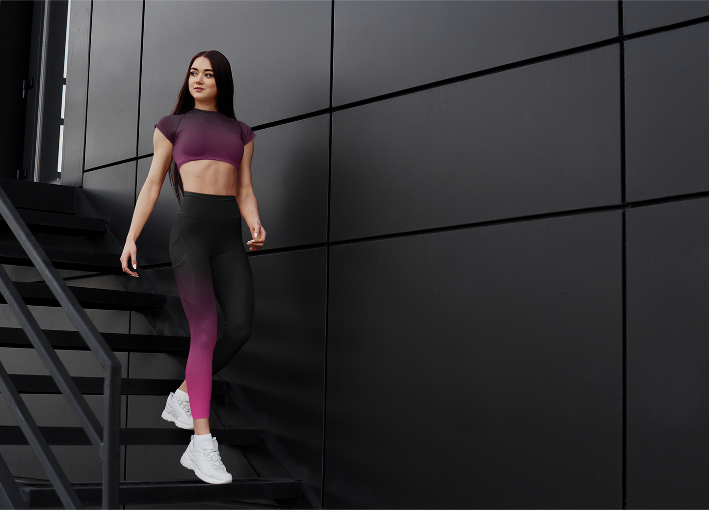 JoyJive™ high waisted leggings for women | Charcoal Pink print