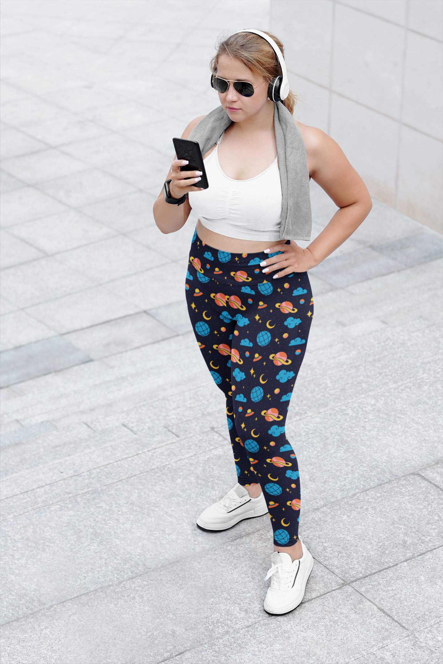 JoyJive™ high waisted leggings for women | Retro "Space Cadet" print