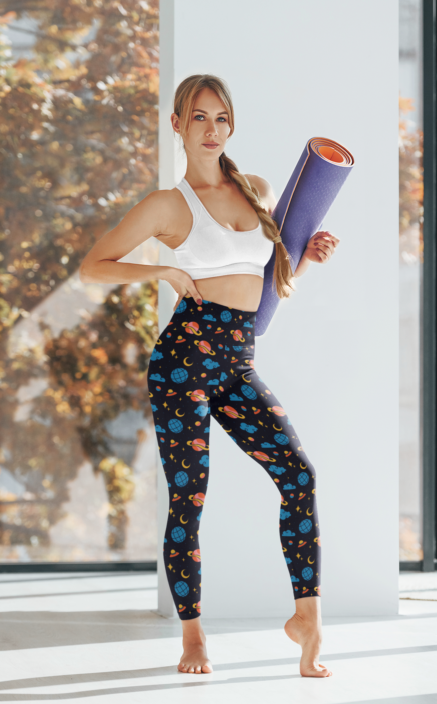 JoyJive™ high waisted leggings for women | Retro "Space Cadet" print